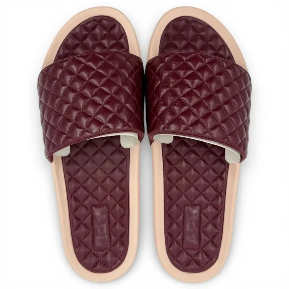 NEW APL Men's Nappa Leather Lusso Luxury Slide Burgundy/Creme Size 11